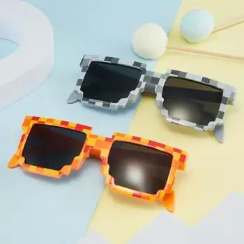 Новые радужные очки, вечерние очки, детские забавные солнцезащитные очки в стиле мозаики, защита от ультрафиолета розовый
