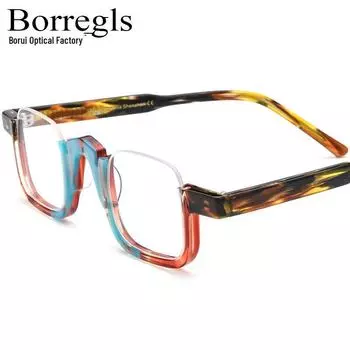 Новые разноцветные квадратные очки в полуоправе для мужчин и женщин — совместимы с линзами для коррекции зрения и линзами, защищающими от синего света