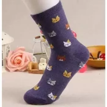Новые разноцветные носки с милым принтом кошек для женщин, кавайные длинные носки, повседневная уличная одежда Харадзюку, хлопковые мягкие носки до щиколотки