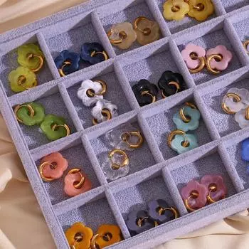 Новые разноцветные прозрачные серьги-подвески в виде цветка с мраморным узором для женщин с пряжкой для ушей