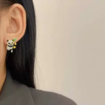 Новые ретро цирконовые серьги панда хурма креативные женские серьги Джокер из мультфильма подарок как