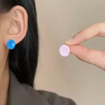 Новые ретро-цветные круглые серьги простые универсальные маленькие женские серьги детские серьги как