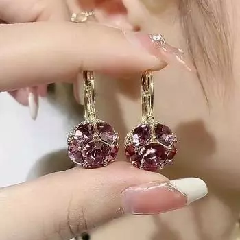 Новые ретро хрустальные шары кулон золотого цвета серьги для женщин модный тренд свет роскошный темперамент дамы вечеринка ювелирные изделия подарок