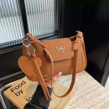 Новые ретро кожаные сумки подмышки женские банты универсальные сумки через плечо подмышки женские сумки для поездок на работу дизайнерские сумки