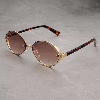 Новые ретро-металлические овальные солнцезащитные очки, мужские модные очки с волнистым фотоэффектом, круглые солнцезащитные очки в стиле панк. чёрный