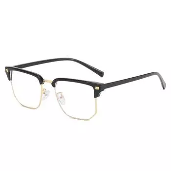 Новые ретро-металлические простые очки в полуоправе для бровей, мужские очки в студенческом стиле с защитой от синего света, могут быть оснащены оправой для очков с градусами