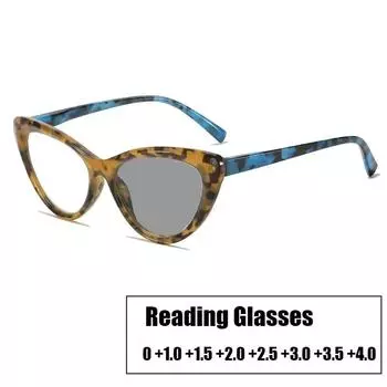 Новые ретро-очки с принтом кошачий глаз, меняющие цвет пресбиопические очки, анти-синий свет, фотохромные очки для чтения, женские и мужские очки 0 чёрный