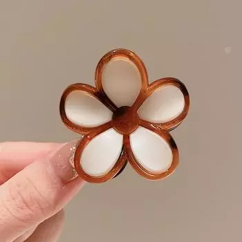 Новые ретро пластиковые заколки-краб для волос в виде цветка корейские гавайские кофейные заколки-акулы для волос пляжные вечерние аксессуары для волос бежевый