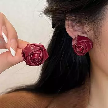 Новые ретро-серьги из искусственной кожи с розами, простые модные женские серьги для вечеринок, бижутерия, подарок как
