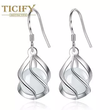 Новые ретро серьги-крючки с каплями воды, темпераментные серьги «кошачий глаз» с камнем белый