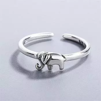 Новые ретро состаренные слоненок удачи ювелирные изделия из стерлингового серебра 925 пробы этнический стиль переводные благоприятные животные открывающиеся кольца R132