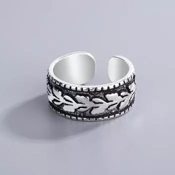 Новые ретро-темпераментные ювелирные изделия из стерлингового серебра 925 пробы, индивидуальные широкие тайские серебряные кольца с тиснением в виде оливкового листа R271