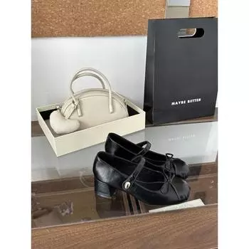 Новые ретро туфли Мэри Джейн из кожи для повседневной носки с легким вырезом, женские универсальные, с мягкой подошвой Шу У, с одинарной пряжкой 35 чёрный