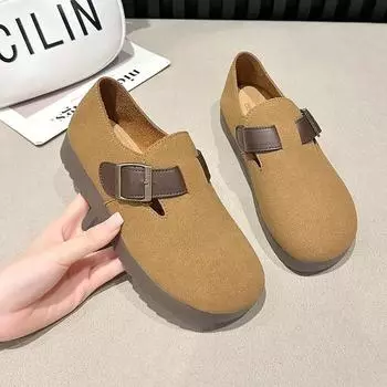 Новые ретро туфли женские туфли на плоской подошве мягкие повседневные женские кроссовки мокасины с мехом с круглым носком сабо на платформе платье удобные слипоны 35 коричневый