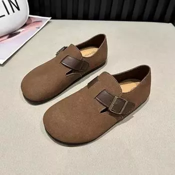 Новые ретро туфли женские туфли на плоской подошве мягкие повседневные женские кроссовки мокасины с мехом с круглым носком сабо на платформе платье удобные слипоны 35 коричневый