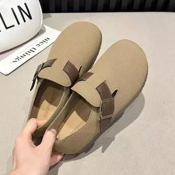 Новые ретро туфли женские туфли на плоской подошве мягкие повседневные женские кроссовки мокасины с мехом с круглым носком сабо на платформе платье удобные слипоны 35 коричневый