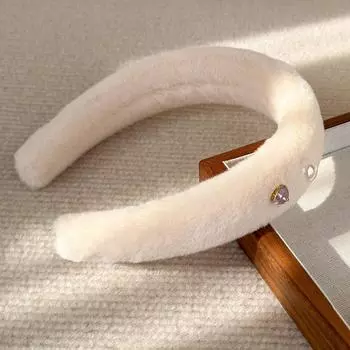 Новые Ретро Жемчужные Стразы Плюшевая Текстура Губка Утолщенные Повязки на Голову Простые Однотонные Резинки для Волос Женская Мода Элегантный Обруч для Волос