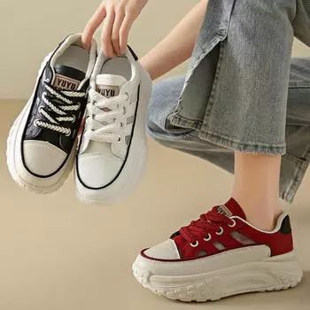 Новые ретро женские туфли весенние туфли на платформе повседневные кроссовки дышащая модная дизайнерская обувь высококачественные женские кроссовки 35 чёрный