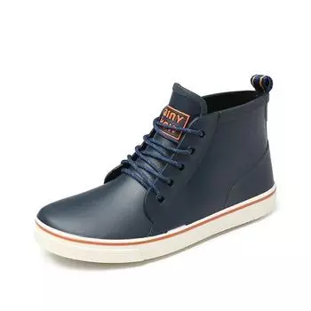 Новые резиновые сапоги для влюбленных на шнуровке, мужские уличные нескользящие водонепроницаемые рабочие водные сапоги, модные резиновые сапоги до щиколотки на платформе для пар 36