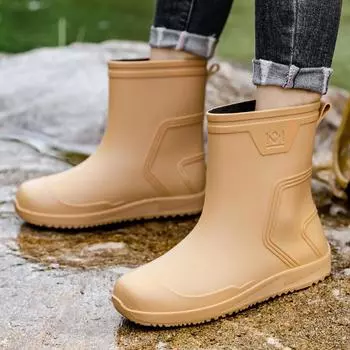 Новые резиновые сапоги мужские сапоги модные ботильоны с круглым носком платформенные ботинки для отдыха на открытом воздухе нескользящие резиновые сапоги из ПВХ мужские сапоги для рыбалки 40