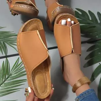 Новые римские босоножки на наклонном каблуке женские летние 2024 года модные удобные римские сандалии женская обувь большого размера 36 чёрный