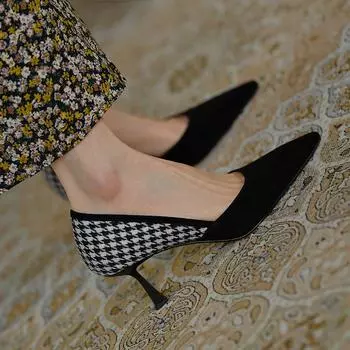 Новые римские разноцветные женские кожаные туфли с острым носком, удобные повседневные туфли на низком каблуке, женские туфли-лодочки ручной работы 34 чёрный