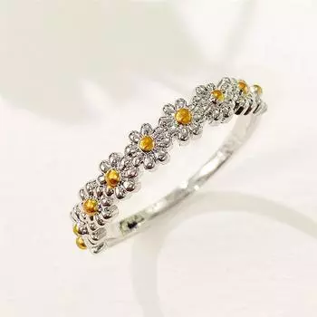 Новые романтические кольца с маргаритками, свежие маленькие желтые цветы, женские аксессуары на палец, модные универсальные украшения для девочек 6