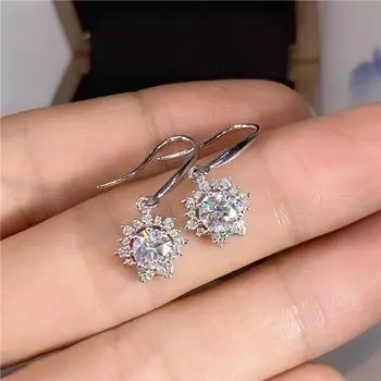 Новые романтические женские свадебные серьги с кулоном из фианита в форме цветка, простые и элегантные женские висячие серьги, модные украшения