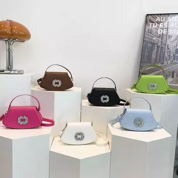 Новые ромбовидные сумки из искусственной кожи с маленькими подмышками для женщин, модные сумки через плечо, женские вечерние сумки 22x7x12.5cm чёрный