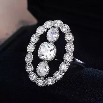 Новые Роскошные Большие Женские Обручальные Кольца Посеребренные Инкрустированные Блестящим Цирконием Изящные Женские Партии Кольцо Массивные Ювелирные Изделия 10