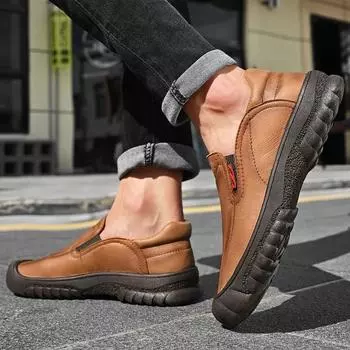 Новые роскошные брендовые мужские кожаные повседневные туфли, дышащие кроссовки для активного отдыха, нескользящие спортивные туфли для ходьбы, походов, скалолазания, мокасины 38 чёрный