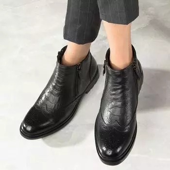 Новые роскошные брендовые мужские туфли из натуральной кожи, ботильоны «челси», деловые короткие ботинки для деловых встреч и торжественных мероприятий 35 чёрный