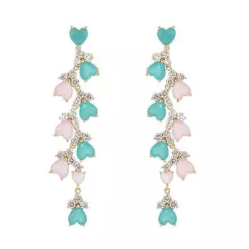 Новые роскошные брендовые висячие серьги в форме сердца с кубическим цирконием, массивные серьги с подвеской в виде ветвей цветов, женские длинные серьги-гвоздики, ювелирные изделия