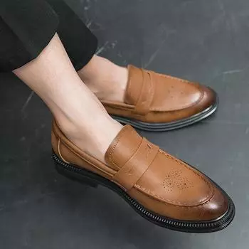 Новые роскошные британские мужские черные/коричневые туфли на плоской подошве, деловые повседневные туфли в британском стиле с кожаными заостренными носами 38 чёрный