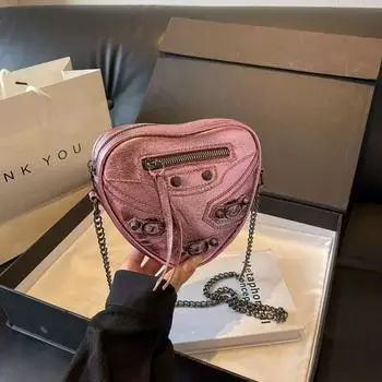Новые роскошные дизайнерские маленькие сумки через плечо для женщин, модные брендовые сумки через плечо в форме сердца, женские дорожные сумки из искусственной кожи с застежкой-молнией