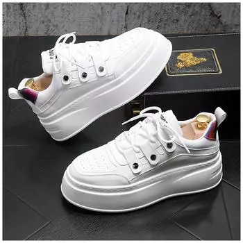 Новые роскошные дизайнерские мужские туфли Rivet On White Black на толстой платформе с заклепками, рок-панк, спортивные кроссовки для ходьбы Zapatos Hombre 38