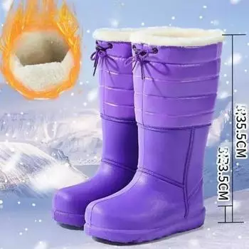 Новые роскошные дизайнерские женские зимние водонепроницаемые ботинки EVA для девочек, классические зимние ботинки, плюшевые короткие ботинки, женские резиновые сапоги 36 чёрный