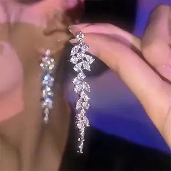 Новые роскошные длинные серьги с кисточками со стразами для женщин, свадебные висячие серьги, винтажные ювелирные изделия для вечеринок, аксессуары, подарки