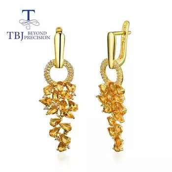 Новые роскошные длинные серьги с натуральным цитрином и грушей 3*5 мм, серьги из стерлингового серебра S925, модный дизайн, женский подарок на годовщину жёлтый