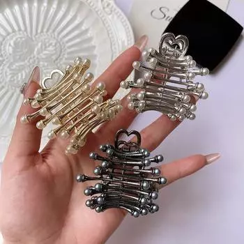 Новые роскошные фиксированные заколки для волос с искусственным жемчугом, ретро кристаллы, высокий хвост, когти, заколки для волос, заколки для женщин, аксессуары для волос