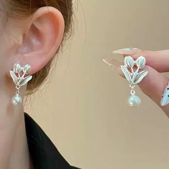 Новые роскошные изысканные женские серьги с цветочным жемчугом и жемчугом Джокер с геометрическим рисунком