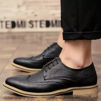 Новые роскошные кожаные броги мужские туфли на плоской подошве повседневные британские мужские оксфорды модные брендовые туфли для мужчин Zapatos Hombre 6