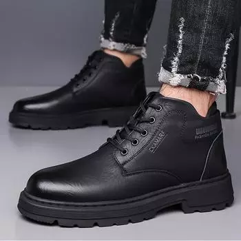 Новые роскошные мужские ботильоны, британские высокие мужские ботинки, модная высококачественная кожаная обувь, мужские мотоциклетные ботинки, рабочая обувь 38