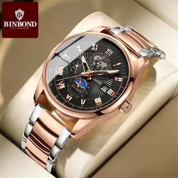 Новые роскошные мужские часы TOP Brand с коробкой B3982 Мужские кварцевые часы