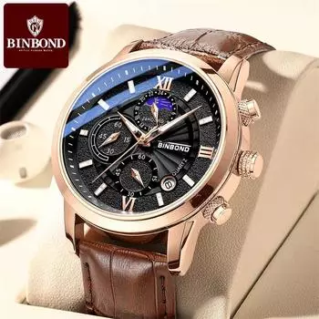 Новые роскошные мужские часы TOP Brand с коробкой B6187 Мужские кварцевые часы