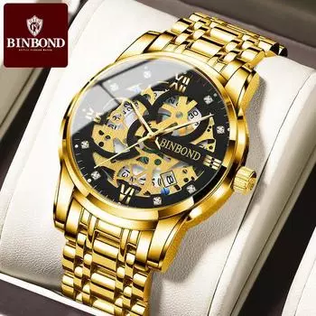 Новые роскошные мужские часы TOP Brand с коробкой B6656 Мужские кварцевые часы