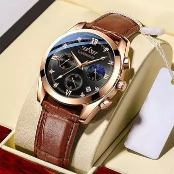 Новые роскошные мужские часы ТОП-бренда с коробкой, мужские многофункциональные водонепроницаемые светящиеся мужские кварцевые часы