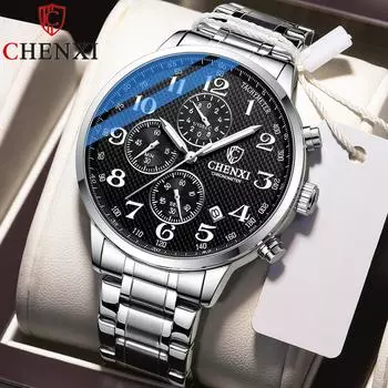 Новые роскошные мужские часы ТОП-бренда с коробкой, многофункциональные водонепроницаемые мужские кварцевые часы