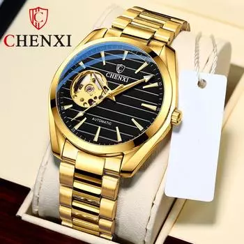 Новые роскошные мужские часы ТОП-бренда с коробкой, мужские полые водонепроницаемые автоматические мужские механические часы