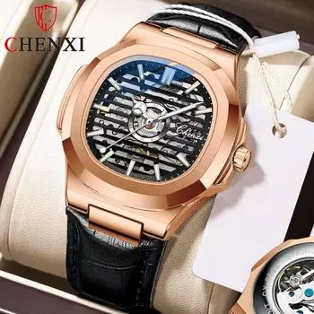 Новые роскошные мужские часы ТОП-бренда с коробкой, классические часы, мужские автоматические полые деловые часы, мужские механические часы